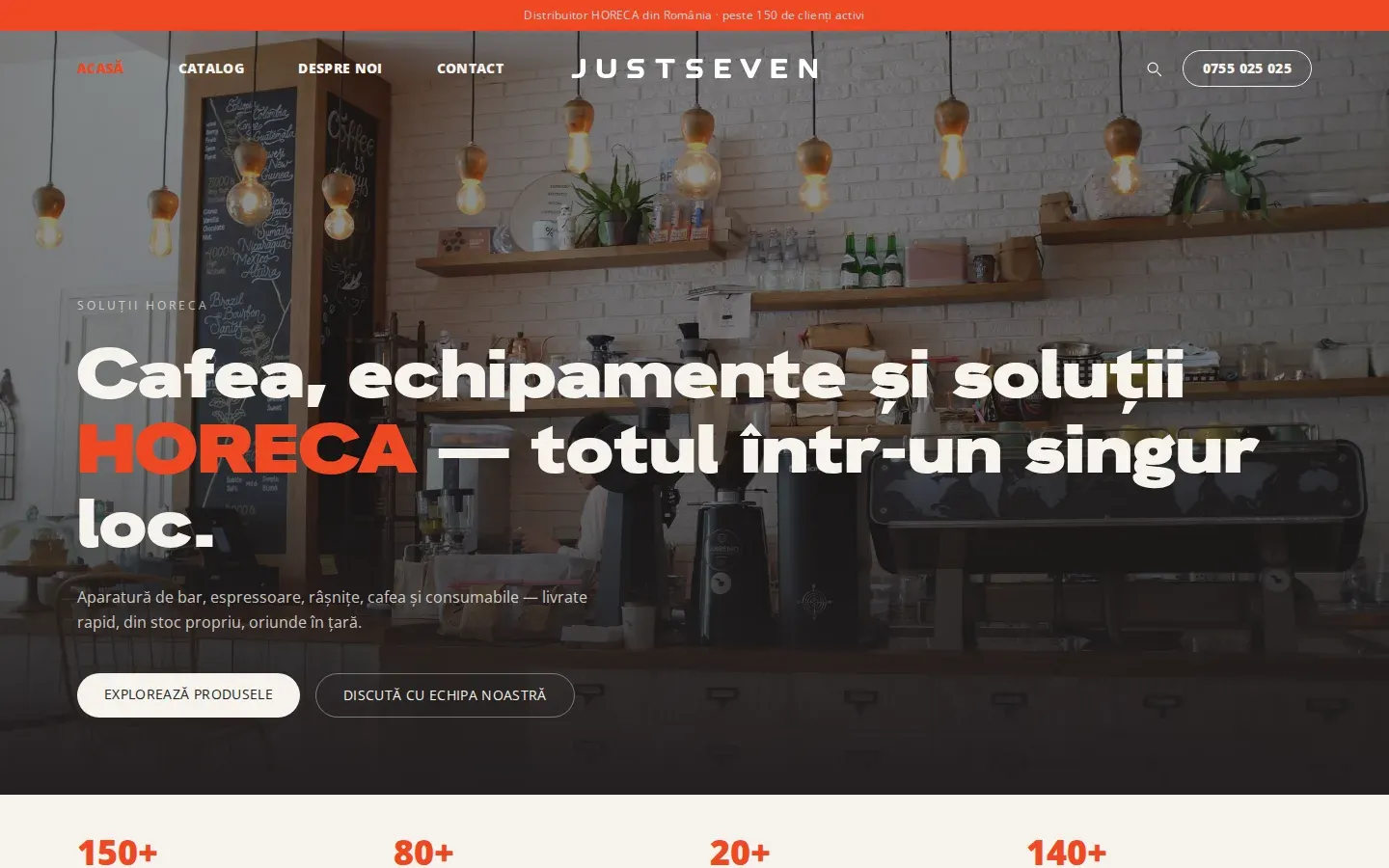 Pagina principală a site-ului Just Seven